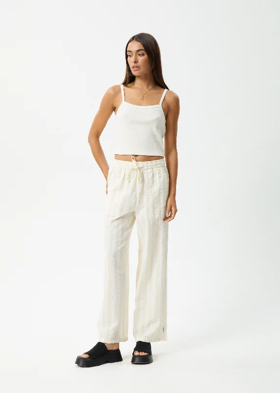 AFENDS Womens Splice - Wide Leg Pants - White / Lemongrass