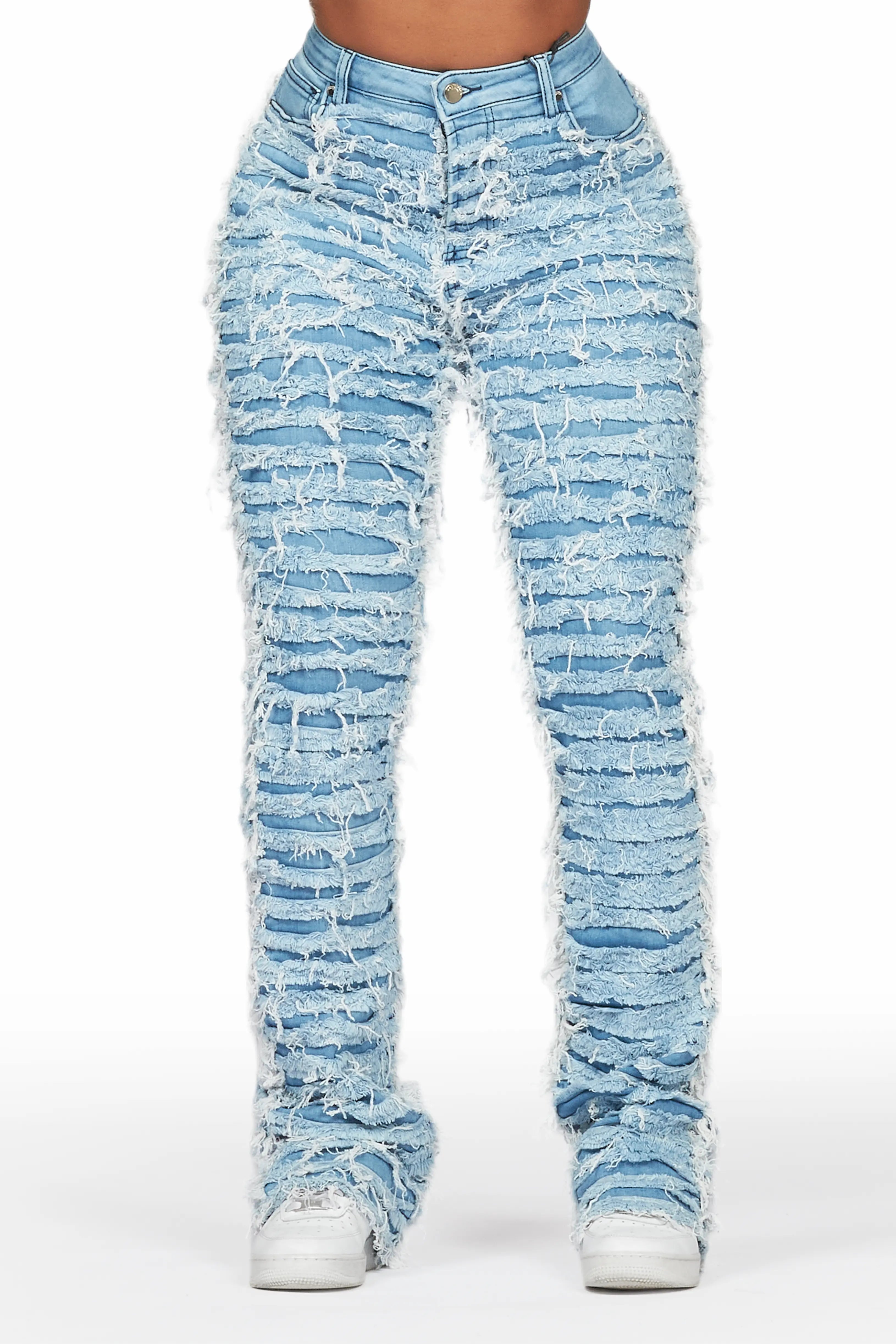 Melany Light Wash Stacked Flared Jean