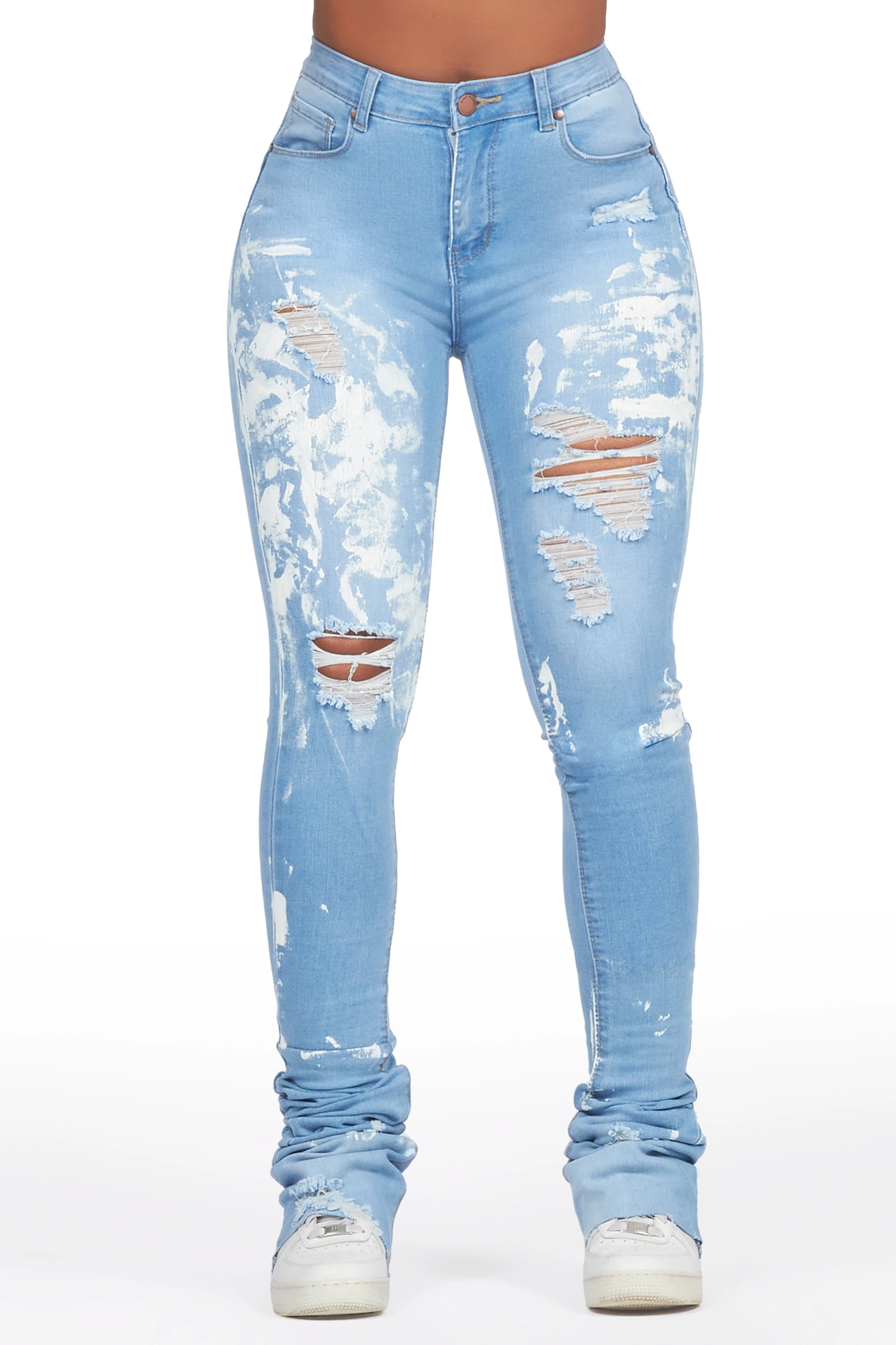Savaughn Light Wash Painted Super Stacked Jean Practical Women's Multi - 