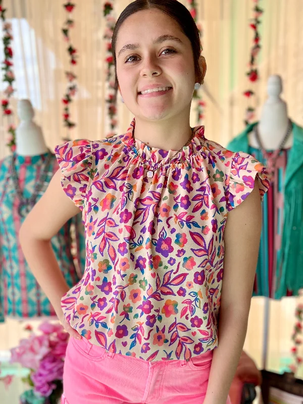 Plus Fluttered & Floral Top garde