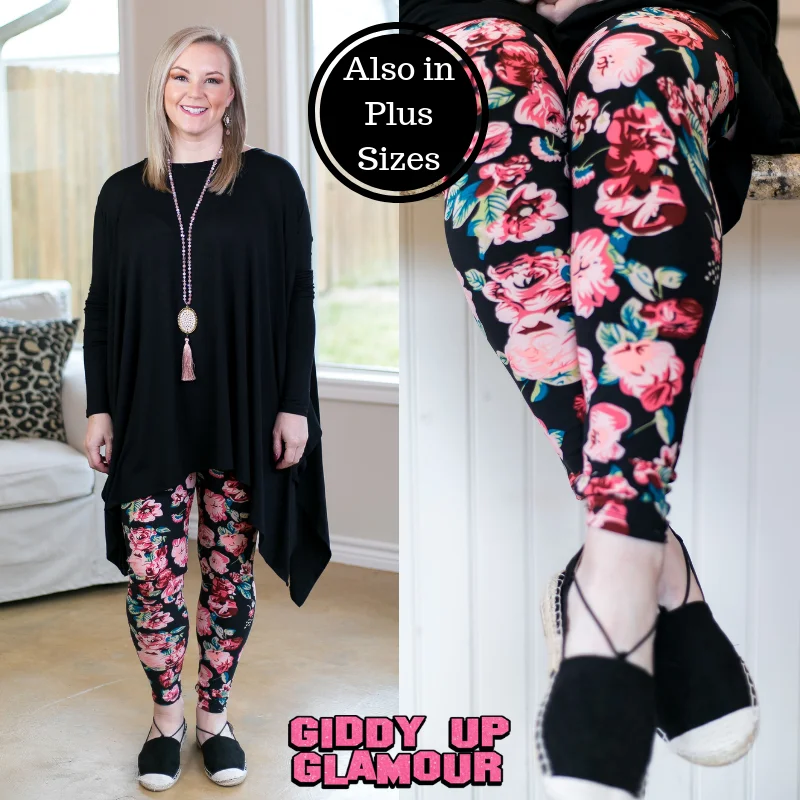 This Is The Life Floral Print Leggings in Pink