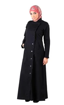 Trench Coat Style Button Down Abaya Dress Sophisticated Women's 