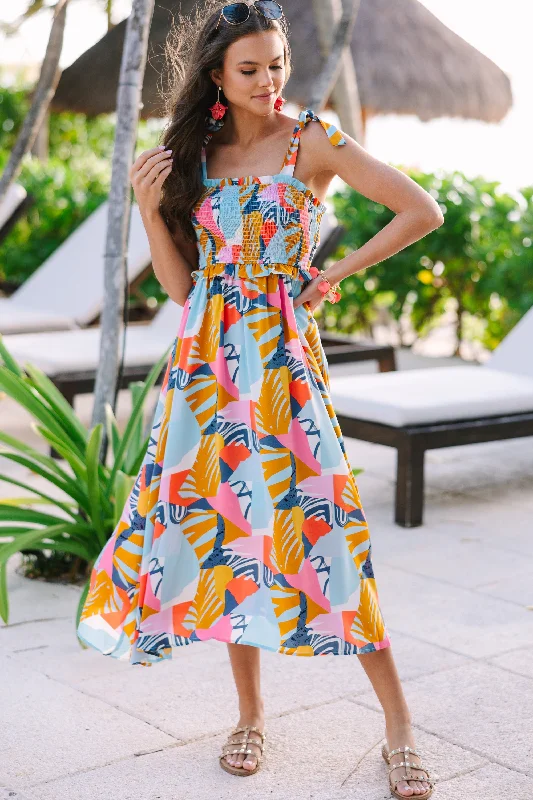 Can't Contain It Yellow Floral Midi Dress