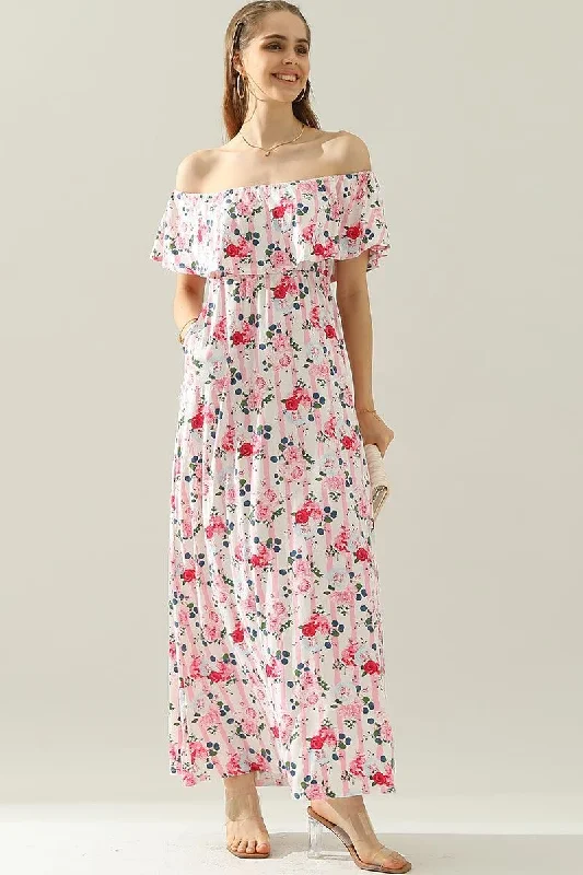 LAYERED OFF THE SHOULDER MAXI DRESS