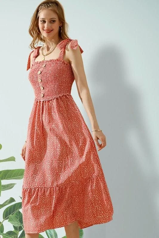 FLORAL LACE RUFFLED RIBBON STRAP DRESS