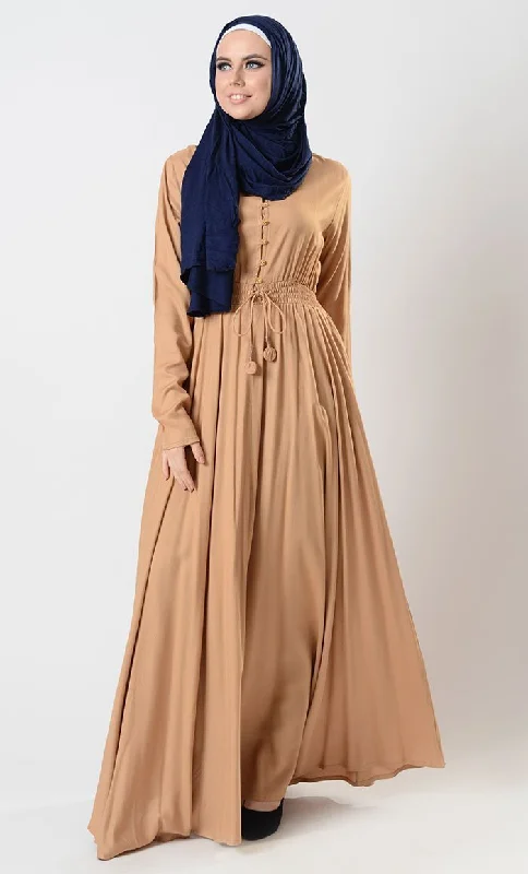 Flared Skirt Soft Rayon Abaya Dress Trendy Women's 