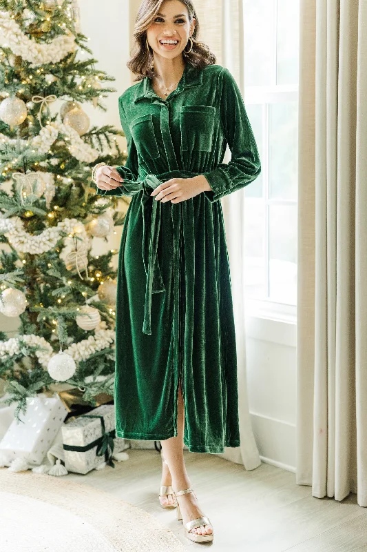 How To Love Emerald Green Velvet Midi Dress Modern Women's 