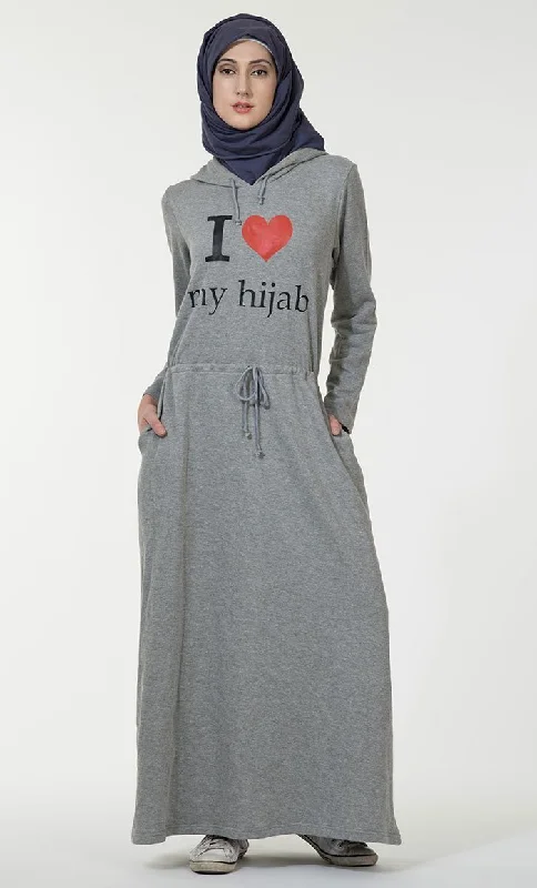 I Love My Hijab Hoodie Abaya dress