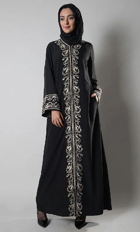 Leena Cream Embroidered Abaya Jilbab