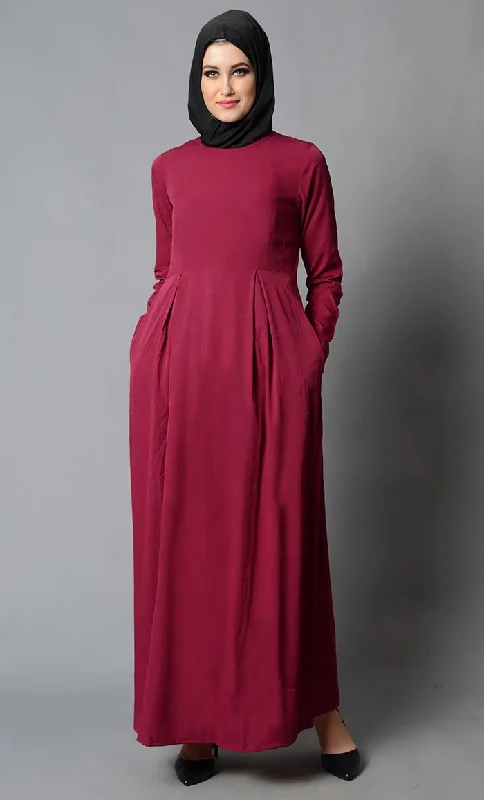 Maroon Basic Everyday Wear Casual Abaya Dress garde