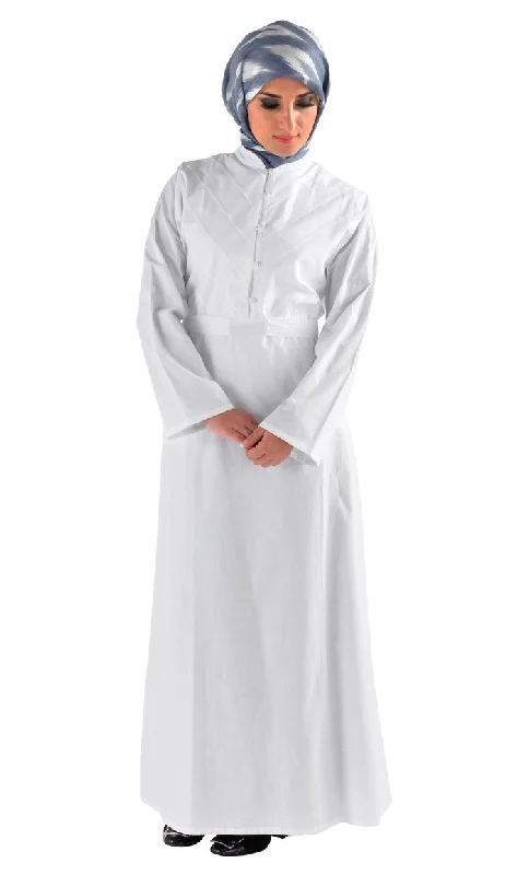 Basic Short Collared Flared Abaya Dress Sharp Women's Italian