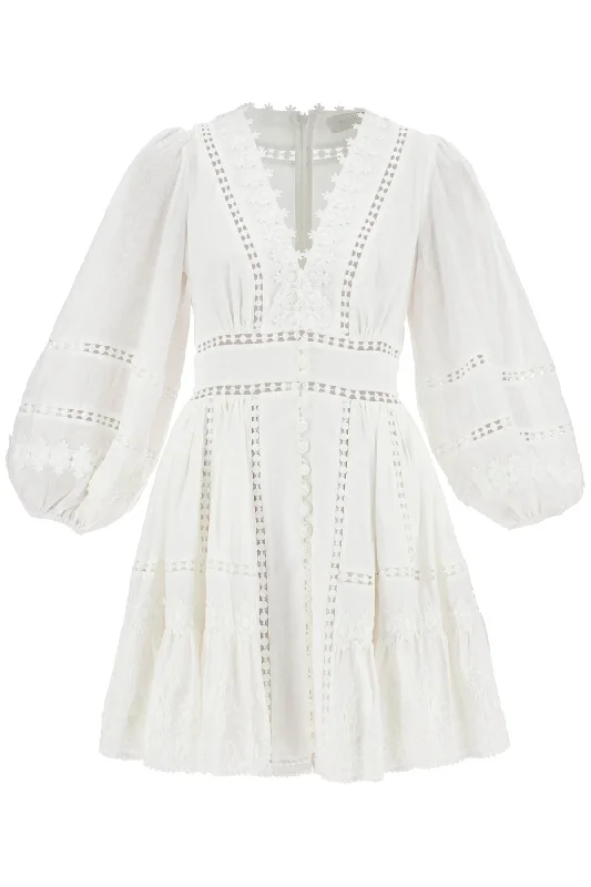 ZIMMERMANN short dress with cutwork embroidery details