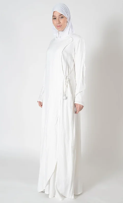 Double Layered Side Tie Up Detail Abaya Dress