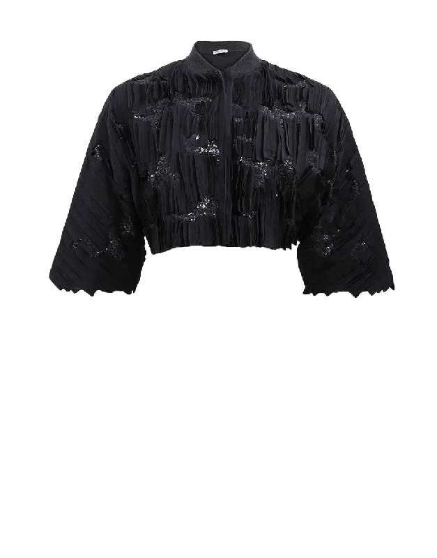 Silk Cropped Bomber Jacket Classic Women's Tweed