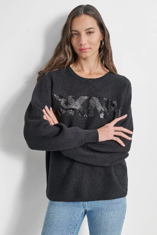 SEQUIN LOGO SWEATER