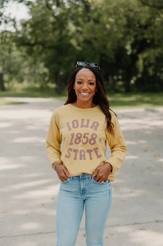 Retro Brand x Blond Genius - ISU Cyclones Iowa State '1858' Crewneck Sweatshirt in Vintage Gold